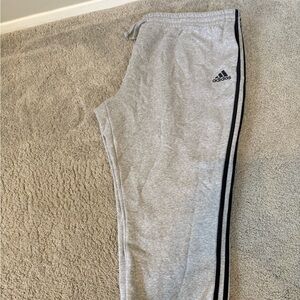Adidas Men’s Light Gray Joggers with Black Stripes